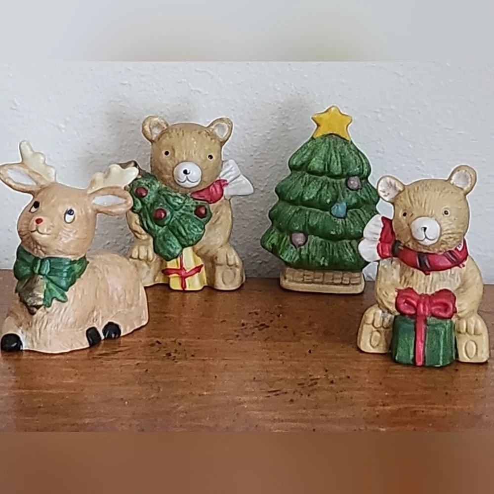 Christmas Figurine Set with Reindeer and Bears